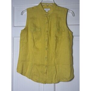 Charter Club Womens 6P Vibrant Yellow Sleeveless Linen Top Layering Tailored